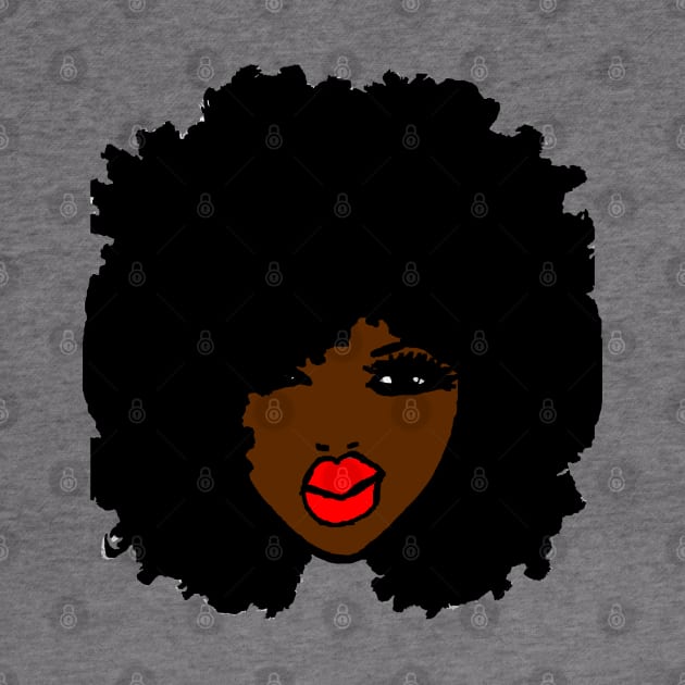 Afro Black BrownSkin  Red Lips Natural Hair by EllenDaisyShop